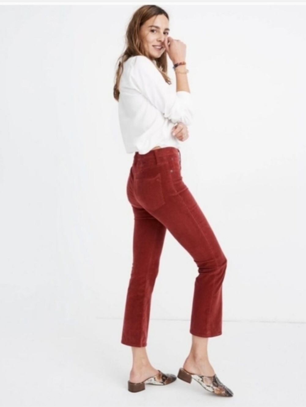 Madewell Cali Demi-Boot Jeans in Corduroy Button-Front Women's 26 Boho Cropped